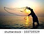 Throwing Fishing Net During...