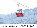 Red Gondola Car Lift On The Ski ...