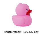 Pink Rubber Duck On White...