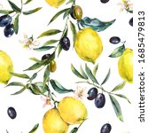 Watercolor Lemon And Olive...