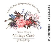 Vintage Floral Card With Roses  ...
