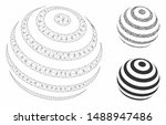 mesh striped abstract sphere... | Shutterstock .eps vector #1488947486