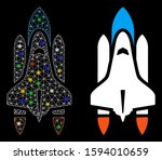 glowing mesh space shuttle icon ... | Shutterstock .eps vector #1594010659
