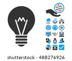 hint bulb pictograph with bonus ... | Shutterstock .eps vector #488276926