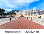 view of the facade of the Princes Palace of Monaco in Monaco-Ville, Monaco