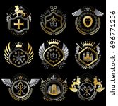 set of luxury heraldic... | Shutterstock . vector #696771256