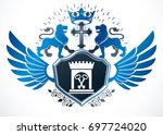 heraldic sign composed with... | Shutterstock . vector #697724020
