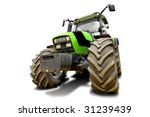 Green Tractor Isolated In White