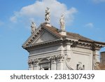 Small photo of Rome, Italy - October 11, 2019 - Sculptures on Church of Santa Francesca Romana in Roman forum (UNESCO World Heritage Site), Rome, Lazio, Italy