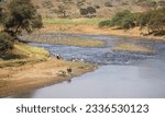 Small photo of Zulu women washing clothing in the Mooi River at Keate's Drift in the KwaZulu-Natal province of South Africa.
