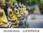 Small photo of Buddha Statues in Seema Malaka Temple, Colombo, Sri Lanka. Selective Focus.