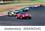 Small photo of Italy, september 11 2021. Vallelunga classic. 60s vintage race car competition on racetrack, Bizzarrini 5300 GT TZ leading group