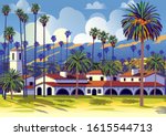 Californian Cityscape With Palm ...