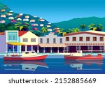 tropical island landscape with... | Shutterstock .eps vector #2152885669