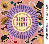 retro party invitation card.... | Shutterstock .eps vector #571644526