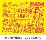 doodle christmas background | Shutterstock .eps vector #233413540