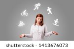 young student juggle with... | Shutterstock . vector #1413676073