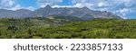 Panoramic view of Mount Sneffles landscape at Continental divide in Colorado during summer time.
