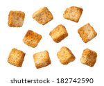 Croutons isolated on a white background.