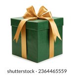 Green gift box wrapped with...