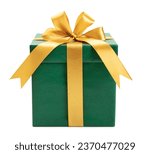Green gift box wrapped with...