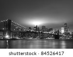 Lower Manhattan Skyline and the Towers Of Lights at Night, New York City