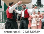 Small photo of Dora (Dhora), Limassol District, Cyprus - May 28, 2023: Folk dancers performing at Dora's Revival Festival
