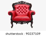 classical carved wooden chair upholstered in leather