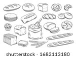 bread outline icons. drawing... | Shutterstock .eps vector #1682113180