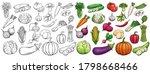 Vegetables Drawn Vector Icons...