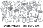 fast food outline drawn icon... | Shutterstock .eps vector #1811599126