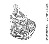 greek salad falling into bowl... | Shutterstock .eps vector #2078484106