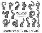 octopus tentacles glyph icons.... | Shutterstock .eps vector #2107679936