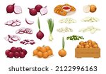 onion icon set. pile of onion... | Shutterstock .eps vector #2122996163