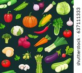 vegetables seamless pattern... | Shutterstock .eps vector #637111333
