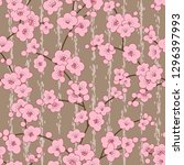 seamless cherry  sakura blossom ... | Shutterstock . vector #1296397993