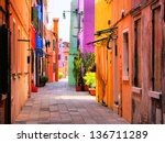 Colorful Street In Burano  Near ...