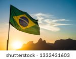 Brazilian Flag Waving Backlit...