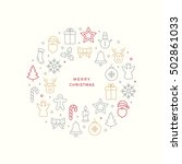 christmas line icons circle... | Shutterstock .eps vector #502861033
