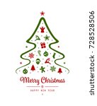 merry christmas tree greeting... | Shutterstock .eps vector #728528506