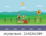 Hitchhiking Vector Concept....