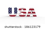 3d Usa Text Flag