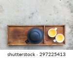 Hot Tea Set On Concrete Table