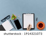 office  business utensils on a... | Shutterstock . vector #1914321073