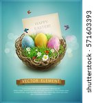 Vector Vintage Easter Eggs In A ...
