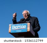 Small photo of New York, NY - October 19, 2019: U.S. Senator Bernie Sanders speaks during Bernie Sanders Rally "Bernie's Back" in Queensbridge Park