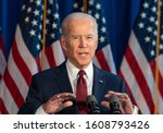Small photo of New York, NY - January 7, 2020: Former Vice President & Democratic hopeful Joe Biden made foreign policy statement at Current on Pier 59