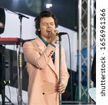 Small photo of New York, NY - February 26, 2020: Singer Harry Styles performs on stage during Citi Concert Series on NBC TODAY SHOW at Rockefeller Plaza