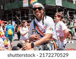 Small photo of New York, NY - June 26, 2022: Grand marshal Punkie Johnson marches with Pride parade on theme "Unapologetically Us" on 5th Avenue