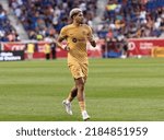 Small photo of Harrison, NJ - July 30, 2022: Ronald Araujo (4) trains during intermission of friendly match against Red Bulls at Red Bull Arena
